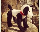 jointed dog //  terrier  // collie // hand stitched details //  recycled materials