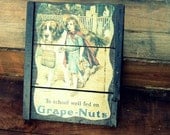 Vintage Picture on Handmade Wood Frame, Advertising