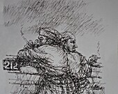 Original Sketch, Figure Sketch, Certified Original Sketch, Ink on Paper  Sketch, Unframed Impressionist Sketch, Art Investment