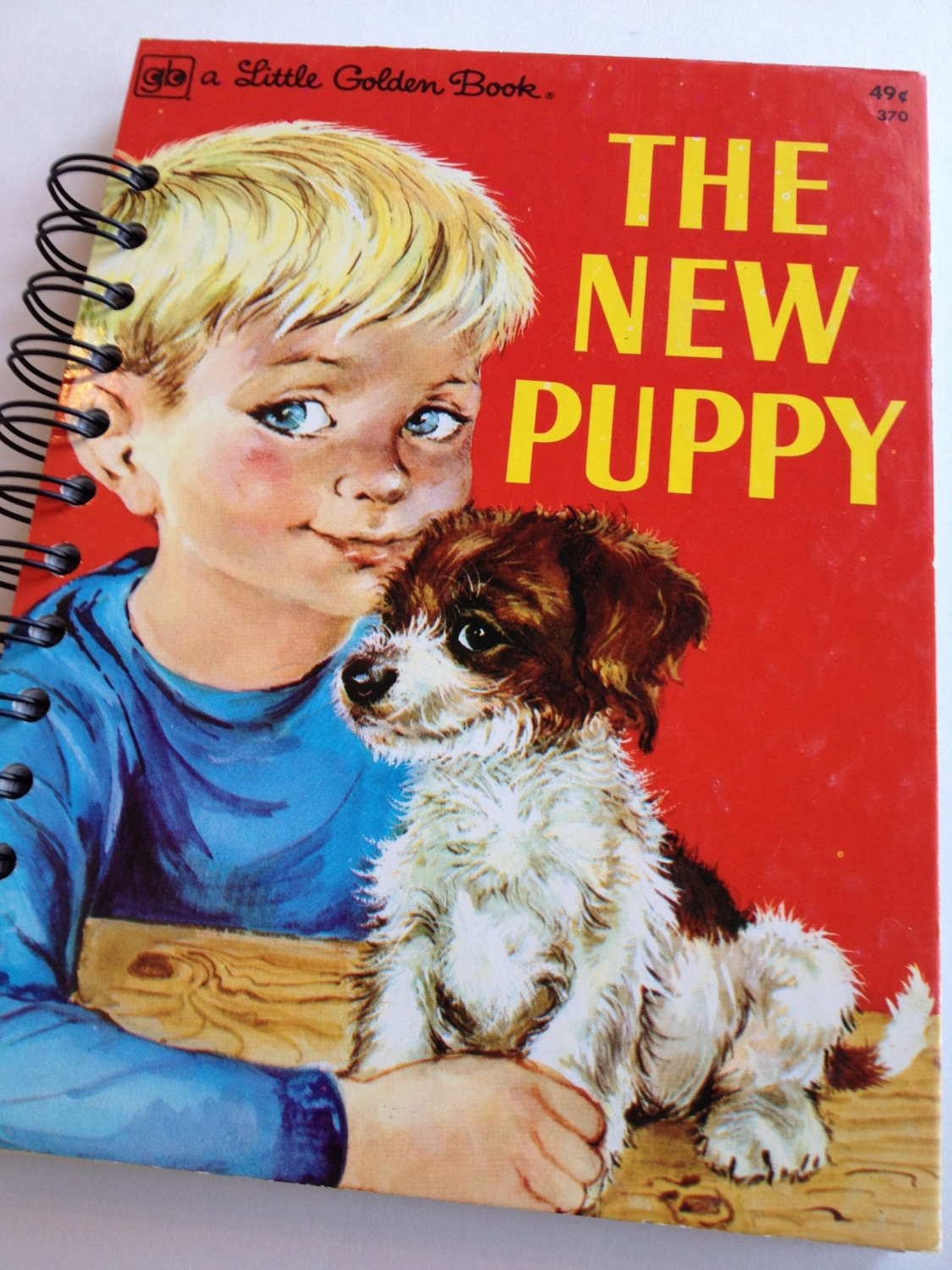 1977 Vintage The New Puppy Little Golden Book Recycled Journal Notebook