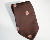 1970s NOS Brown Tie with Crests from JC Penney