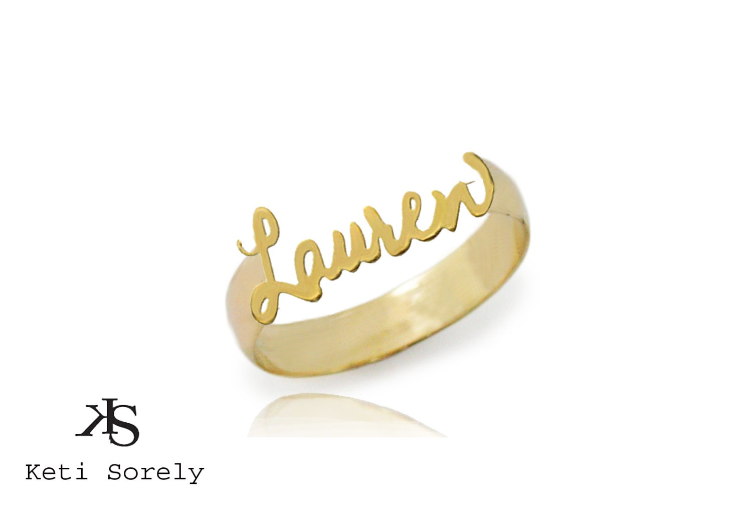 Handcrafted Personalized Initials Ring (Order Any Name) - Sterling Silver and 24K gold overlay.
