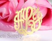 10K Gold Designer Initials Pendant 1.75" (Order Any Initials)