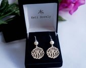 Pearls & Monogram Earrings (Order Any Initials) - 24K yellow Gold and Sterling Silver