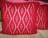 16 inches Red pillow Cover / Handmade Pillow / Crochet Pillow / Cushion Cover