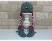 Hat and Booties Set-OSU Buckeye Hat and Booties-Wool Hat and Booties-Ohio State Buckeye Hat and Booties-Handmade Buttons