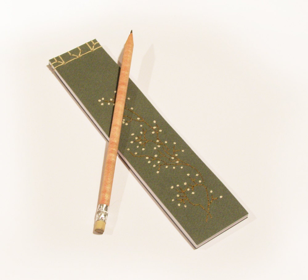 Embroidered Notebook / Blooming Branch / Shopping List Notepad / Account Book / Green Notepad