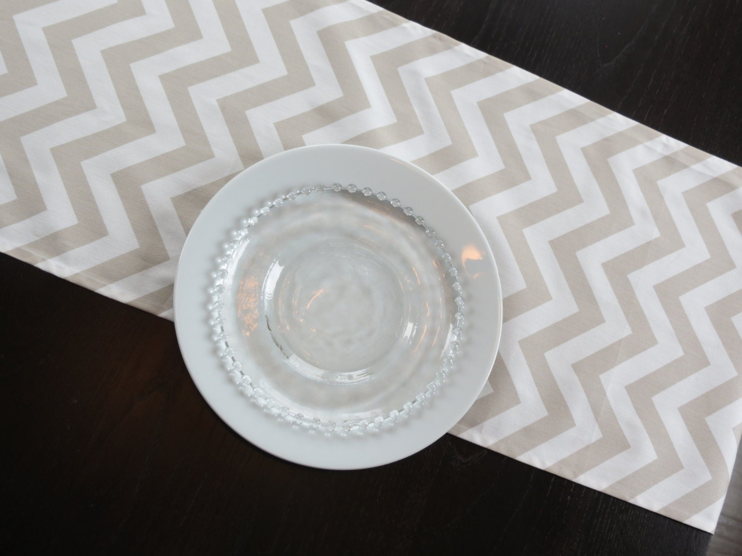Chevron Table Runner in Taupe & White by Premier Prints
