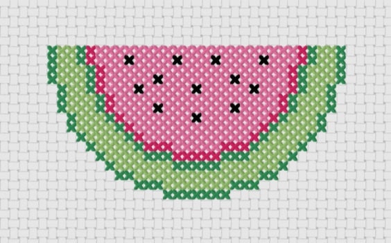 Watermelon Cross Stitch (Printable PDF Pattern) - Immediate Download from Etsy - Cute Kawaii Fruit Juicy Simple