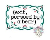 Exit, pursued by a bear. Shakespeare Cross Stitch Pattern