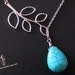 SALE, 10% OFF: Branch and howlite turquoise briolette lariat necklace in white gold, branch necklace, turquoise necklace, turquoise pendant