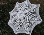 Elegant White Lace Hand-crocheted Parasol For Young Lady