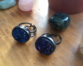 Titanium Coated Quartz Ring // Druzy Cluster
