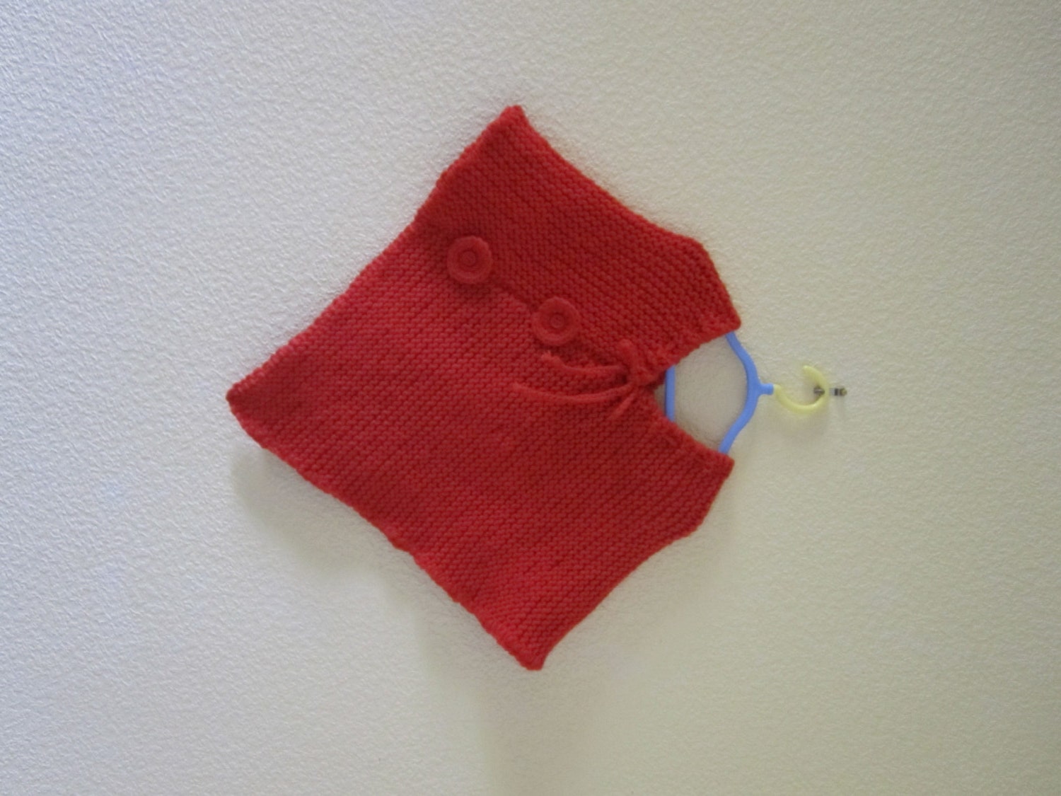Little Girls Poncho Hand Knitted 1-6 Years Red
