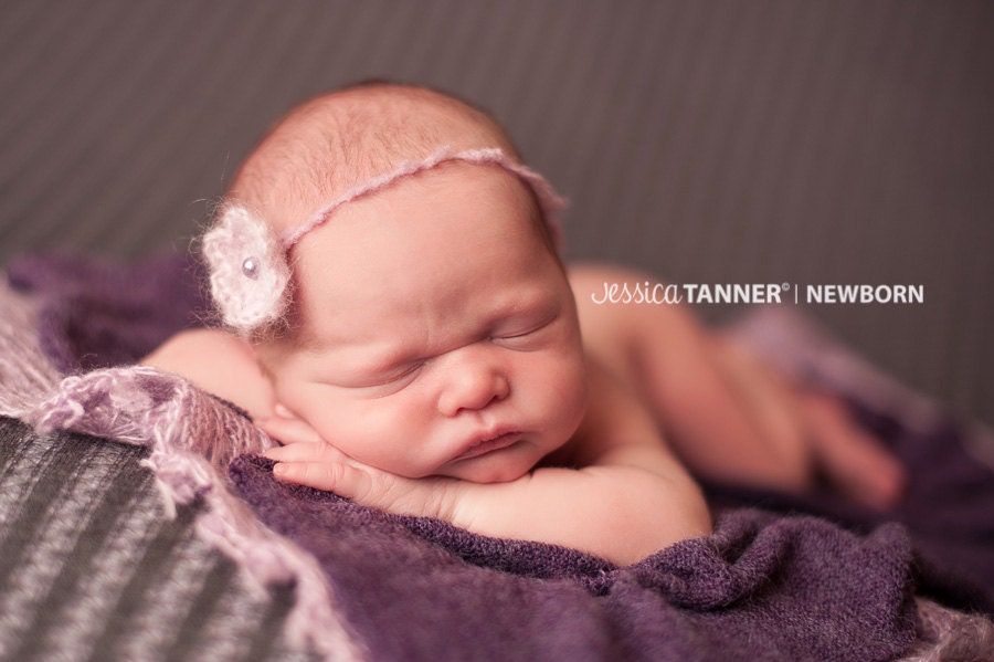Crochet Baby Halo, Baby Photo Prop, Baby Girl Lavender Mohair Halo, Baby Mohair Tieback, Crochet Newborn Headband, Newborn Size