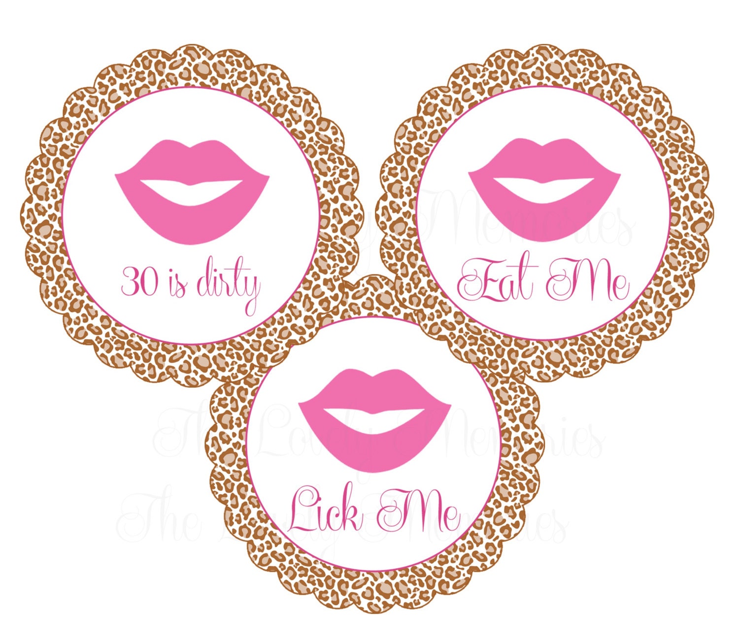 Leopard Print -Lips Printable Party Favor Tags, 2.5" DIY Personalized Mustache Bash Cupcake Toppers, Birthday Favor Tags Il_170x135