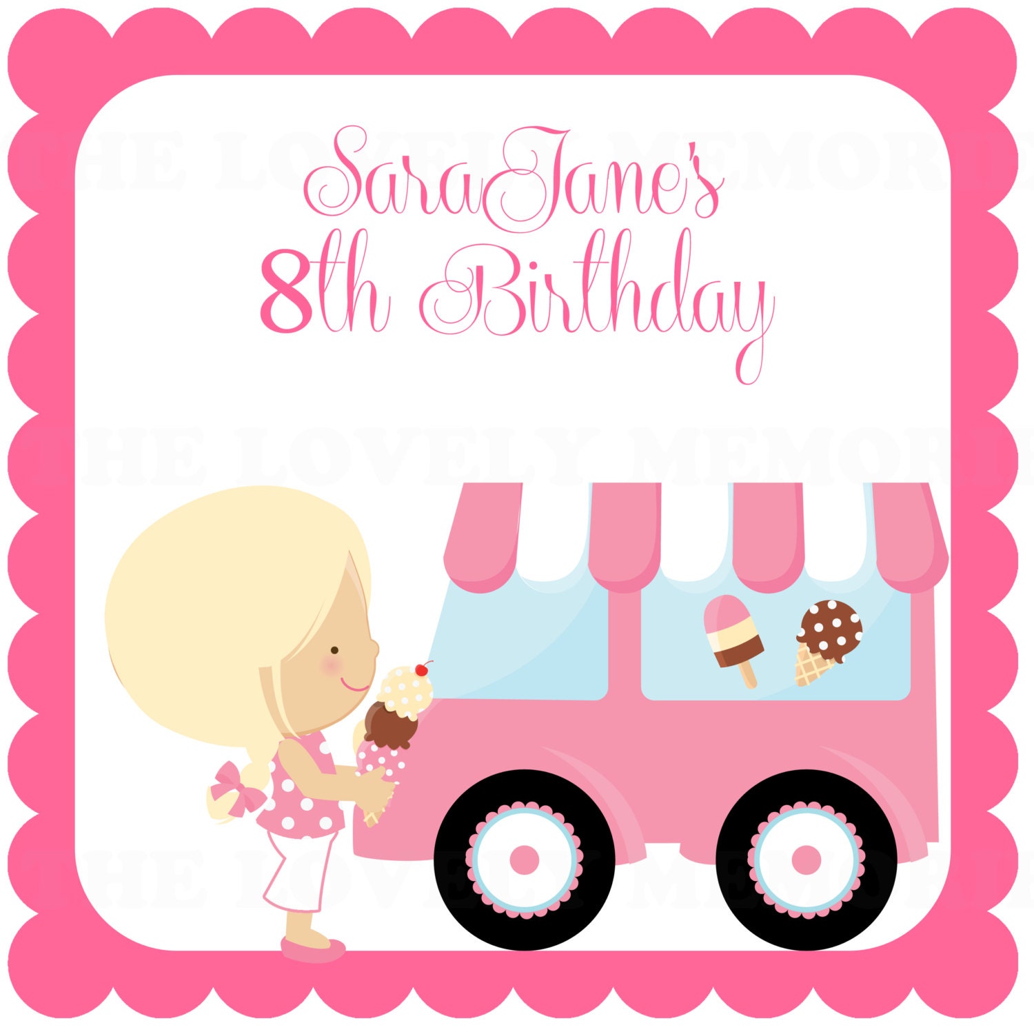 Girls Ice Cream Birthday Party Theme - Printable Door Sign Il_170x135