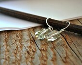 City Earrings. Light Green Amethyst Nuggets. Sterling Silver Earwires