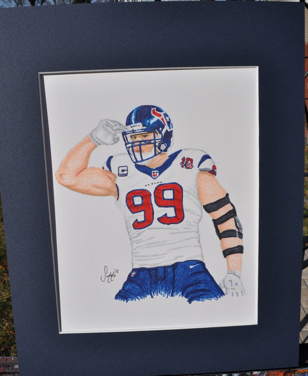 JJ Watt ink and marker drawing