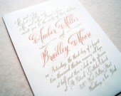 Coral Wedding Invitations, Coral and Ivory, Coral, Ivory, Wedding Invitations, Calligraphy Wedding Invitations