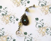 Sale-- Belly Ring, Antique Bronze Watch Clock SteamPunk, "Warped Time", Clock with Crystal, & Watch Parts, Belly Button Jewelry, Steam Punk