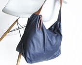 bag, overnighter, tote, handbag, blue, navy, fabric, leather, large, handmade, plain, zip