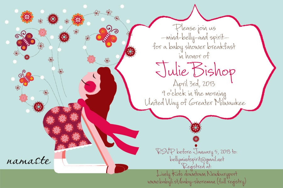 Yoga Baby Shower PDF baby shower invitation Yoga by idocaredesigns900