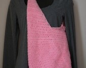 Crocheted Market Bag with Long Handle in Pink