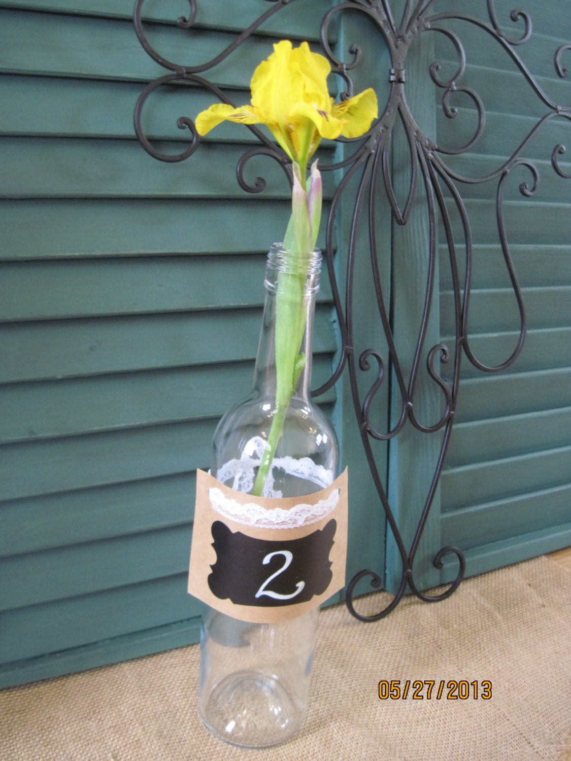Table Number Wedding Rustic Glass Wine Bottle Vase Centerpiece Decor Party Rustic Shabby