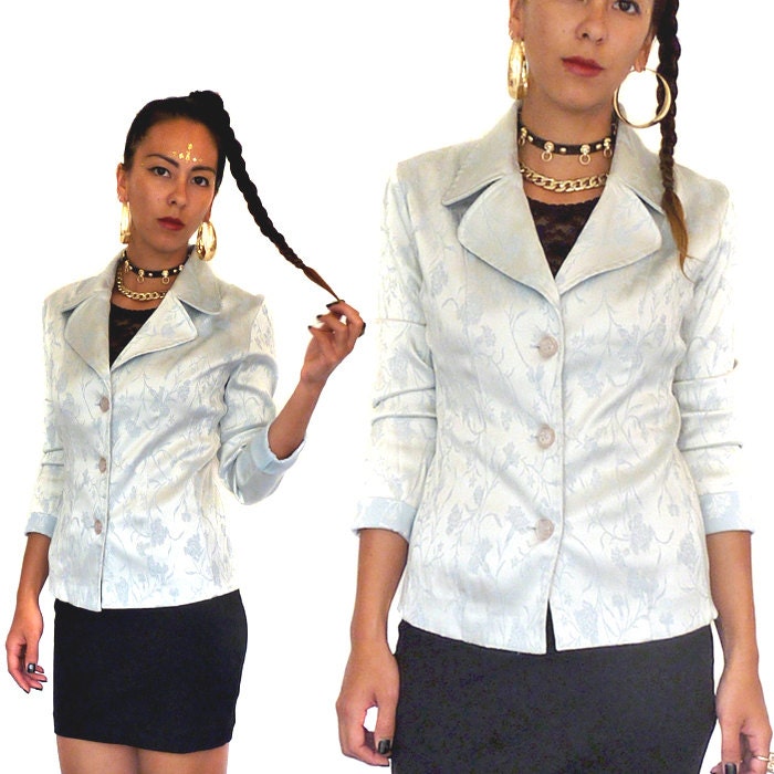 HOLA VINTAGE 90s Oriental Brocade Blazer - 90s Chinese Tapestry Jacket - Oriental Satin Jacket - 90s Club Baroque Jacket