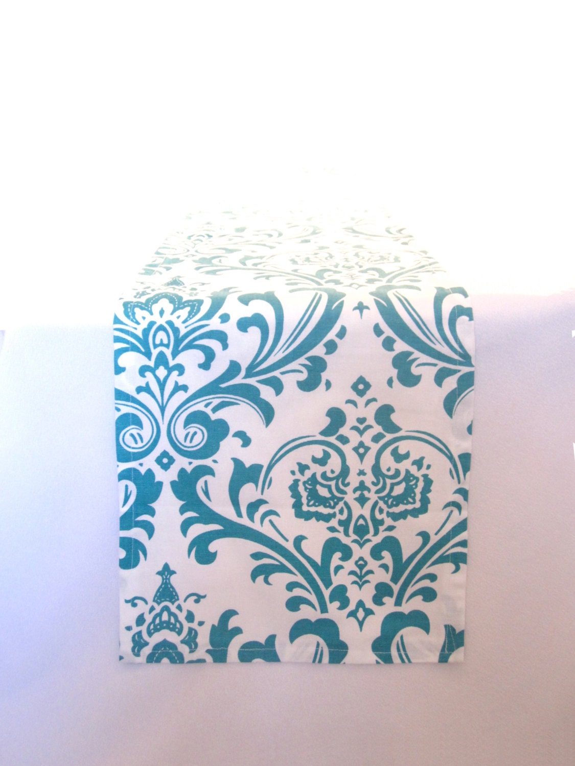 Teal Damask Table Runner - 11 x 72 in.