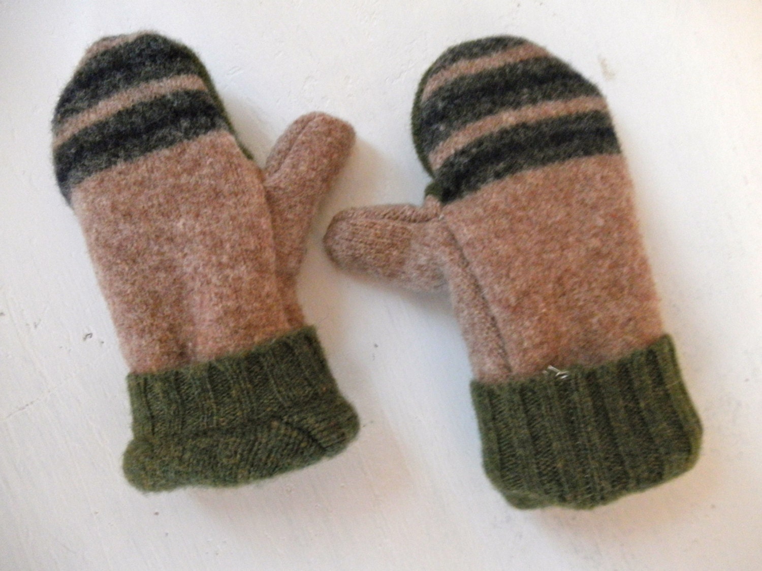 Handmade Children's Recycled Wool Sweater Mittens, Fleece Lined