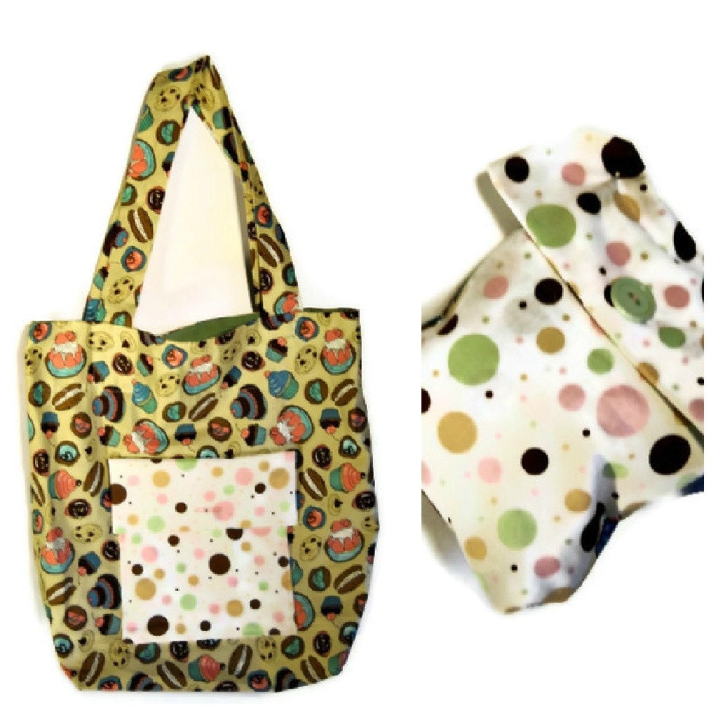 Dessert - Fold up Tote Bag - Easy Tote - Free Shipping - ECO Shopping Bag -TAGT