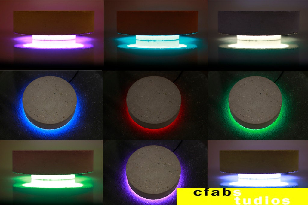 Trivet LED Coffee Table Night Lamp Round S3-Lite Remote Control Colorful Vivid Changing Concrete