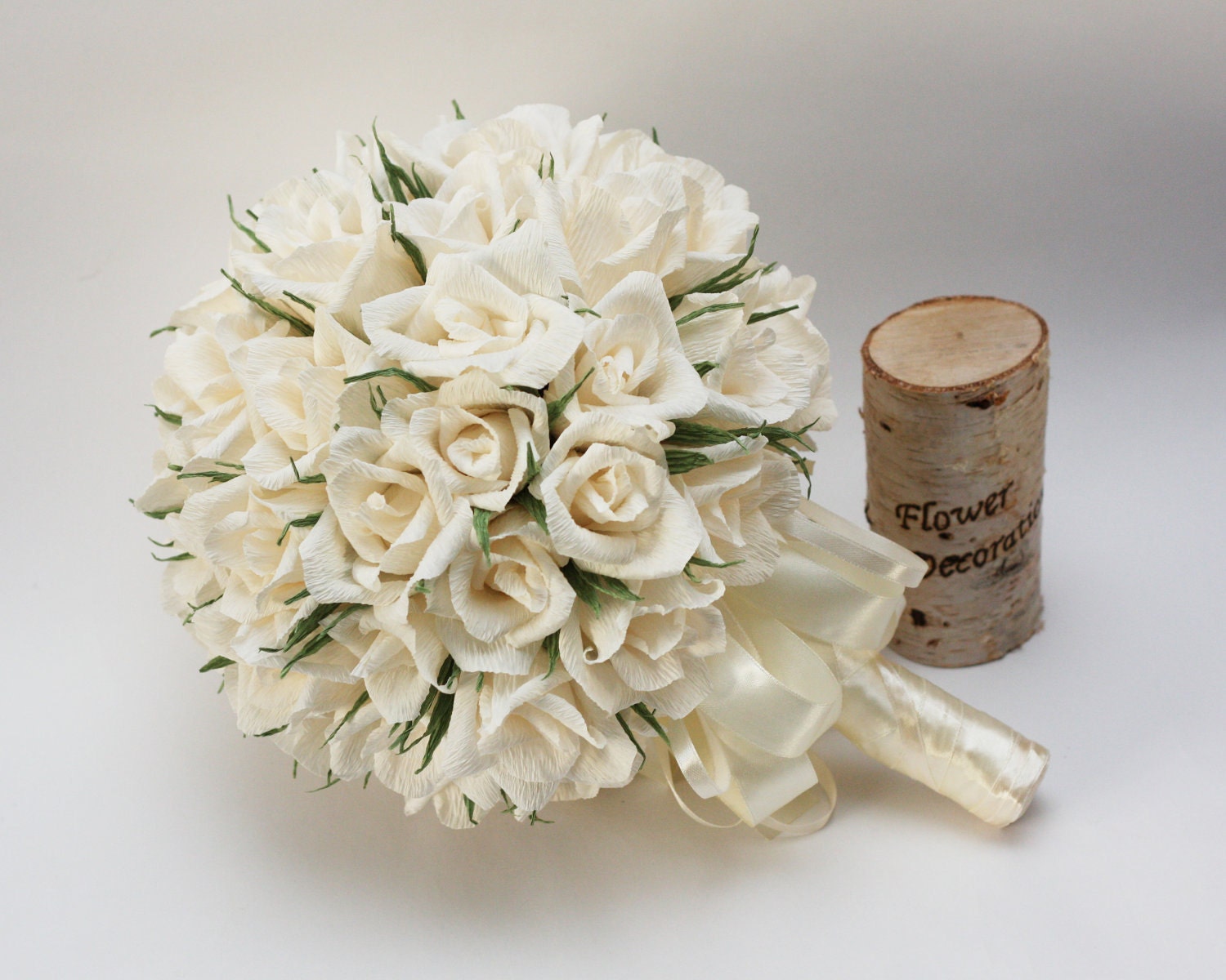 wedding bouquets, paper flower bouquet, bridal bouquet, bridesmaids bouquets, ivory roses, creme bouquet