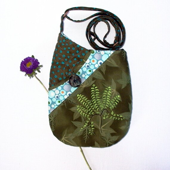 Small Shoulder Bag Quilted Fabric Purse with by seablossomdesign