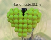 Mini Neon Yellow Heart, Swarovski Pearl Floating Heart Necklace, Bright Yellow, Hot Summer Jewelry, 80s Neon Bright Yellow Necklace