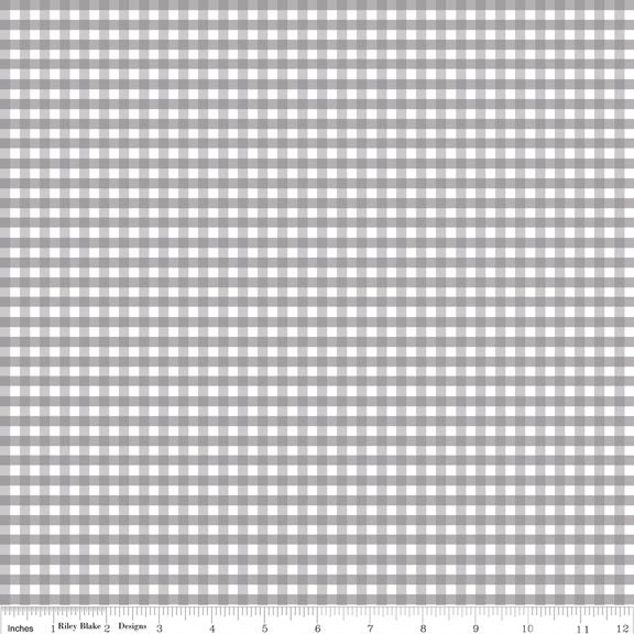 1 yard Grey  SMALL Gingham -Riley Blake Designs - Grey  / White Checkered - RBD - C440-40