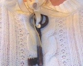 KEY NECKLACE-Industrial Style Antique Style Necklace with Black Chain antiqued metal Key