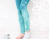 Mint skies- adult leggings with diamond print