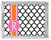 Monogrammed Lucite Tray - Personalized Acrylic Tray - Serving - Office - Vanity - Preppy - CLOVERS