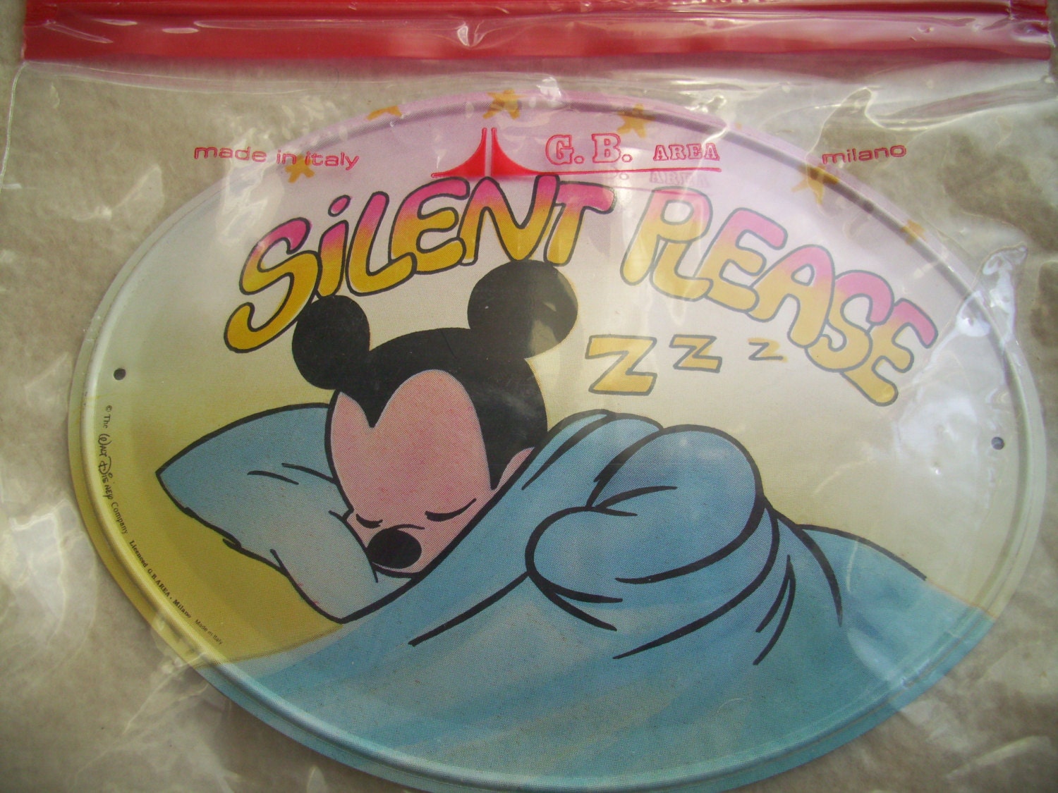 Vintage Mickey Mouse Tin Sign. 1990s Disney Kids Bedroom Decor.  GVS, Blossom team