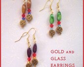 Gold and Glass Earrings