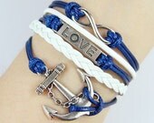 Infinity Bracelet Love Bracelet Leather Bracelet Anchor Bracelet Gift Girlfriend Boyfriend Gift