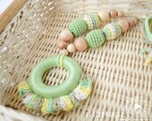Nursing necklace /Teething necklace /Crochet nursing necklace by GerberaHandmade  olive green juniper beads  READY TO SHIP