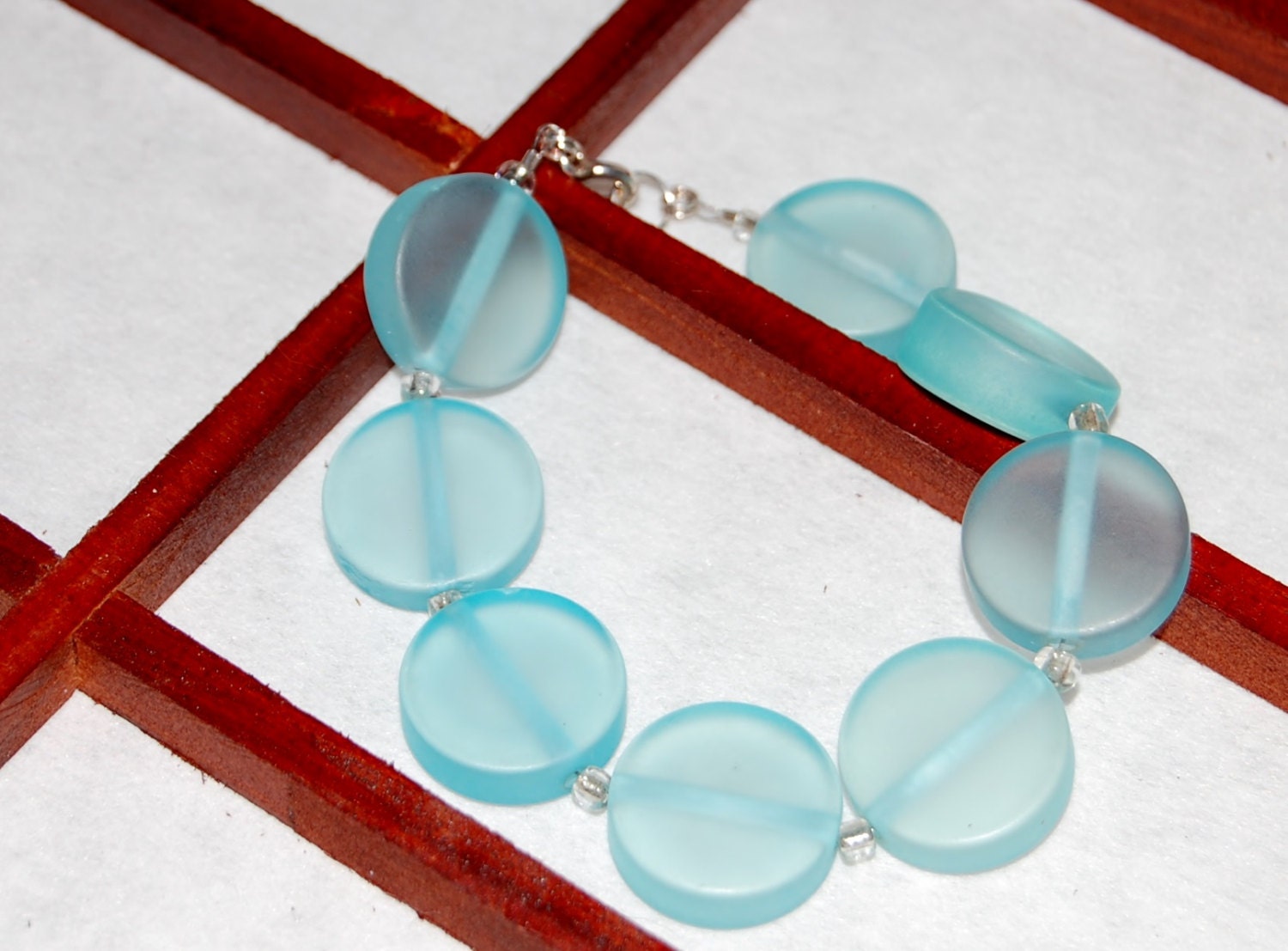 Pale Green Handcrafted Acrylic Beaded Bracelet - Plus Size