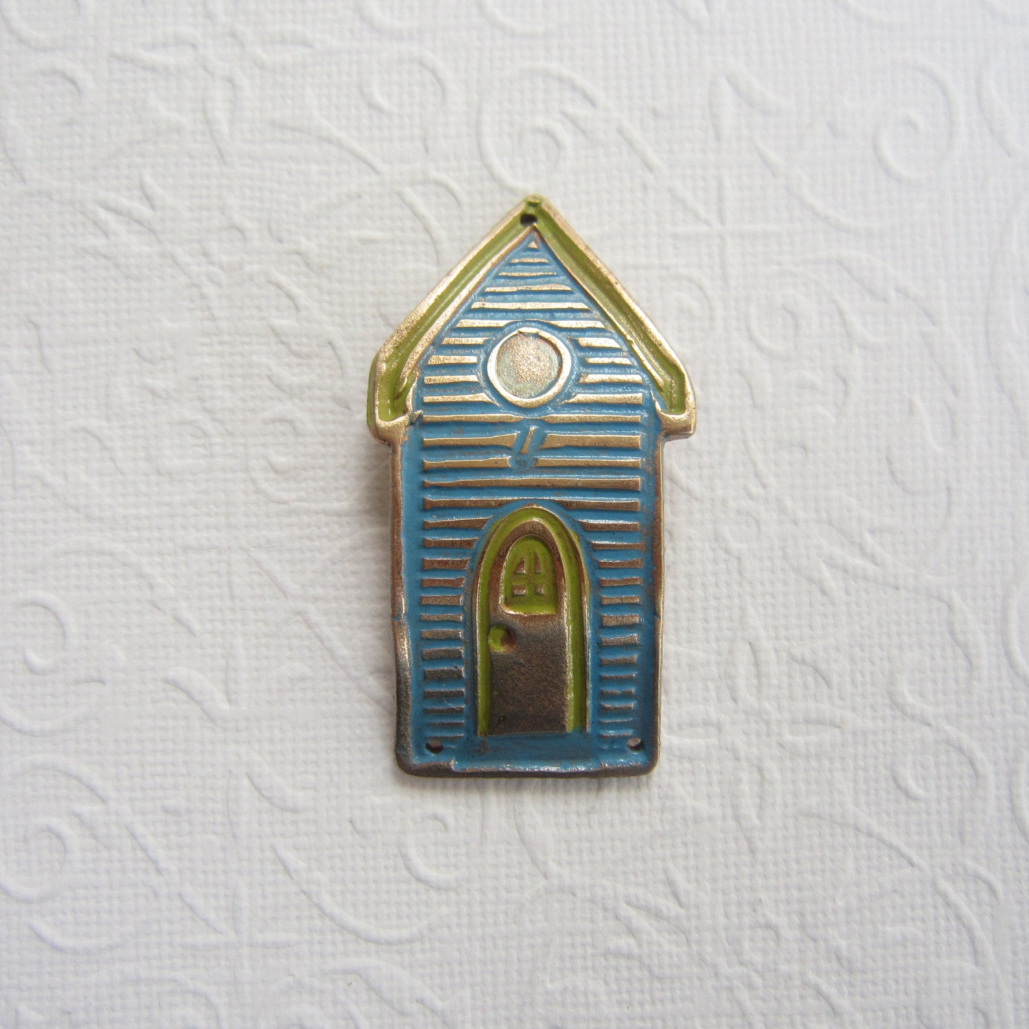Beach house bracelet connector, beach hut cuff, beach hut connector, colourful beach huts, bronze beach huts
