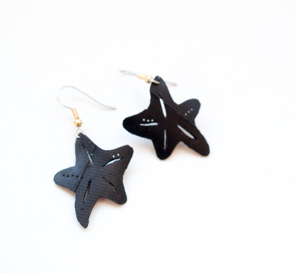 Bike Tube starfish earrings, sea inspired jewelry
