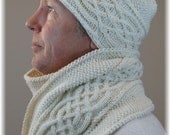 Scarf and hat set/combo for men, hand knit in 100% cashmere
