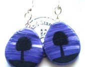 Vivid Violet Teardrop Treescape Dangling Earrings